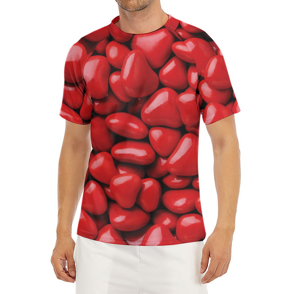 Heart Chocolate Candy Print Men's Short Sleeve Rash Guard