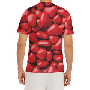 Heart Chocolate Candy Print Men's Short Sleeve Rash Guard