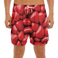 Heart Chocolate Candy Print Men's Split Running Shorts
