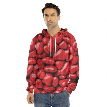 Heart Chocolate Candy Print Men's Velvet Pullover Hoodie