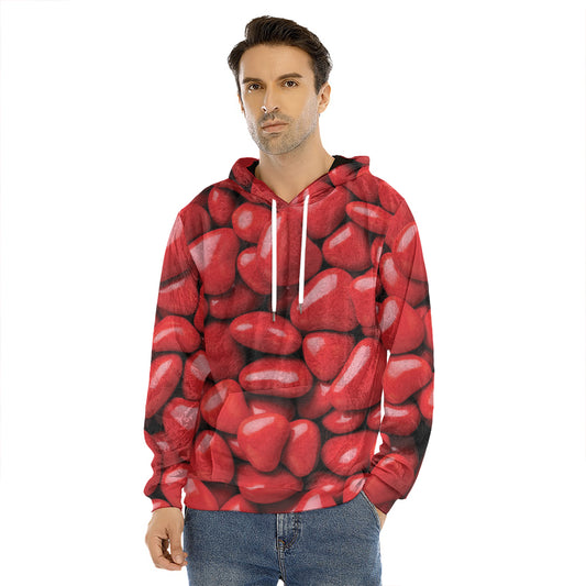 Heart Chocolate Candy Print Men's Velvet Pullover Hoodie