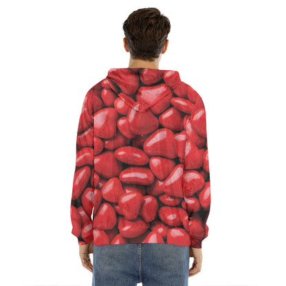 Heart Chocolate Candy Print Men's Velvet Pullover Hoodie