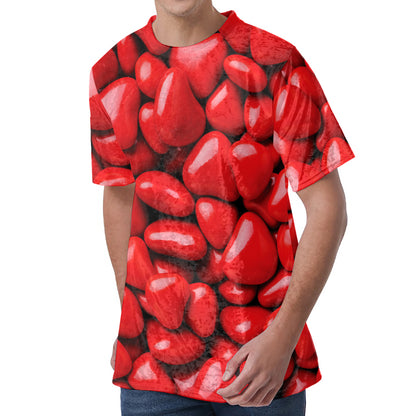 Heart Chocolate Candy Print Men's Velvet T-Shirt