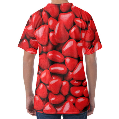 Heart Chocolate Candy Print Men's Velvet T-Shirt