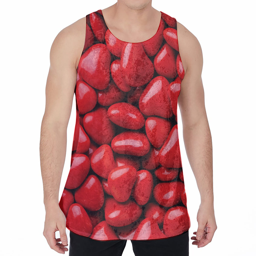 Heart Chocolate Candy Print Men's Velvet Tank Top