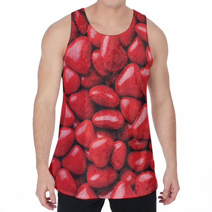 Heart Chocolate Candy Print Men's Velvet Tank Top