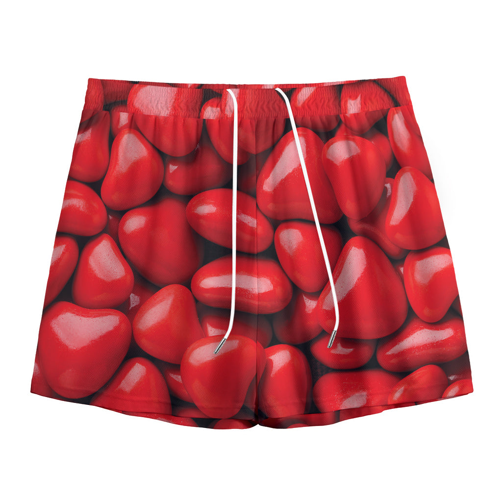 Heart Chocolate Candy Print Mesh Shorts