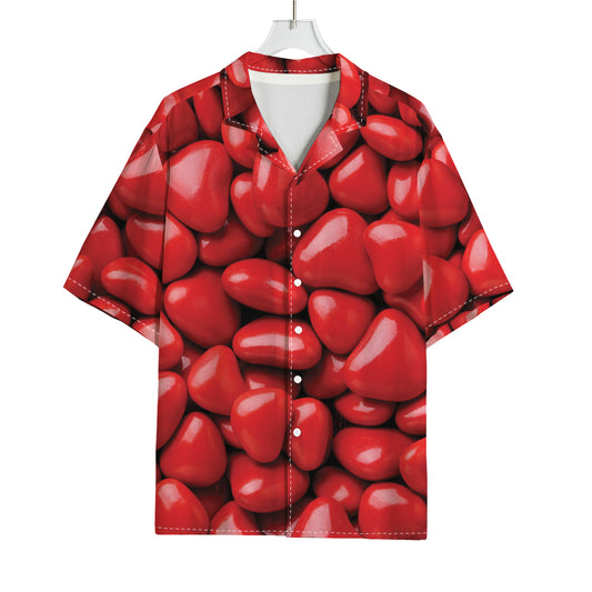 Heart Chocolate Candy Print Rayon Hawaiian Shirt