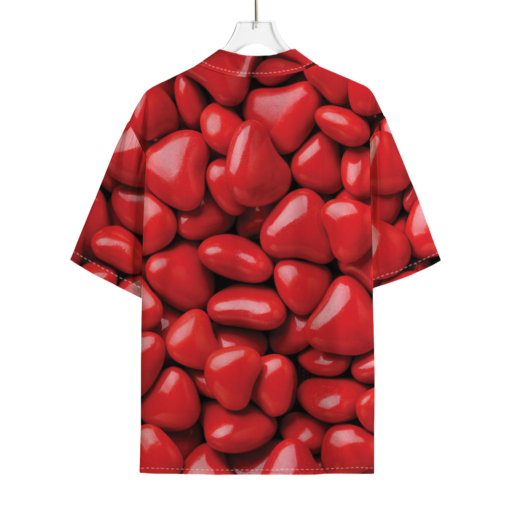 Heart Chocolate Candy Print Rayon Hawaiian Shirt
