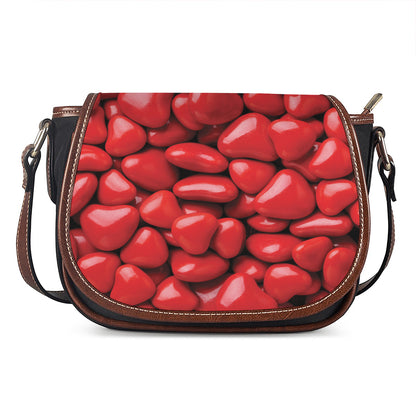 Heart Chocolate Candy Print Saddle Bag