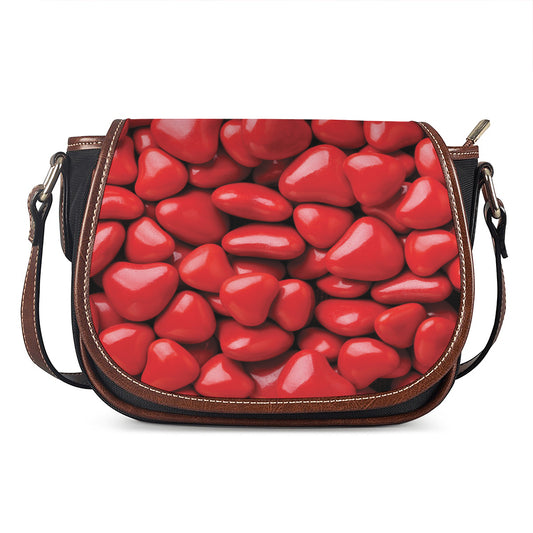 Heart Chocolate Candy Print Saddle Bag