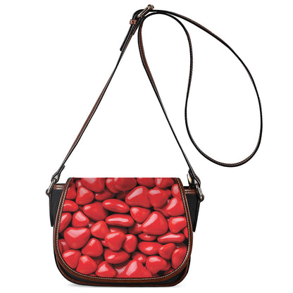 Heart Chocolate Candy Print Saddle Bag