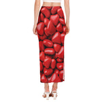 Heart Chocolate Candy Print Side Slit Maxi Skirt