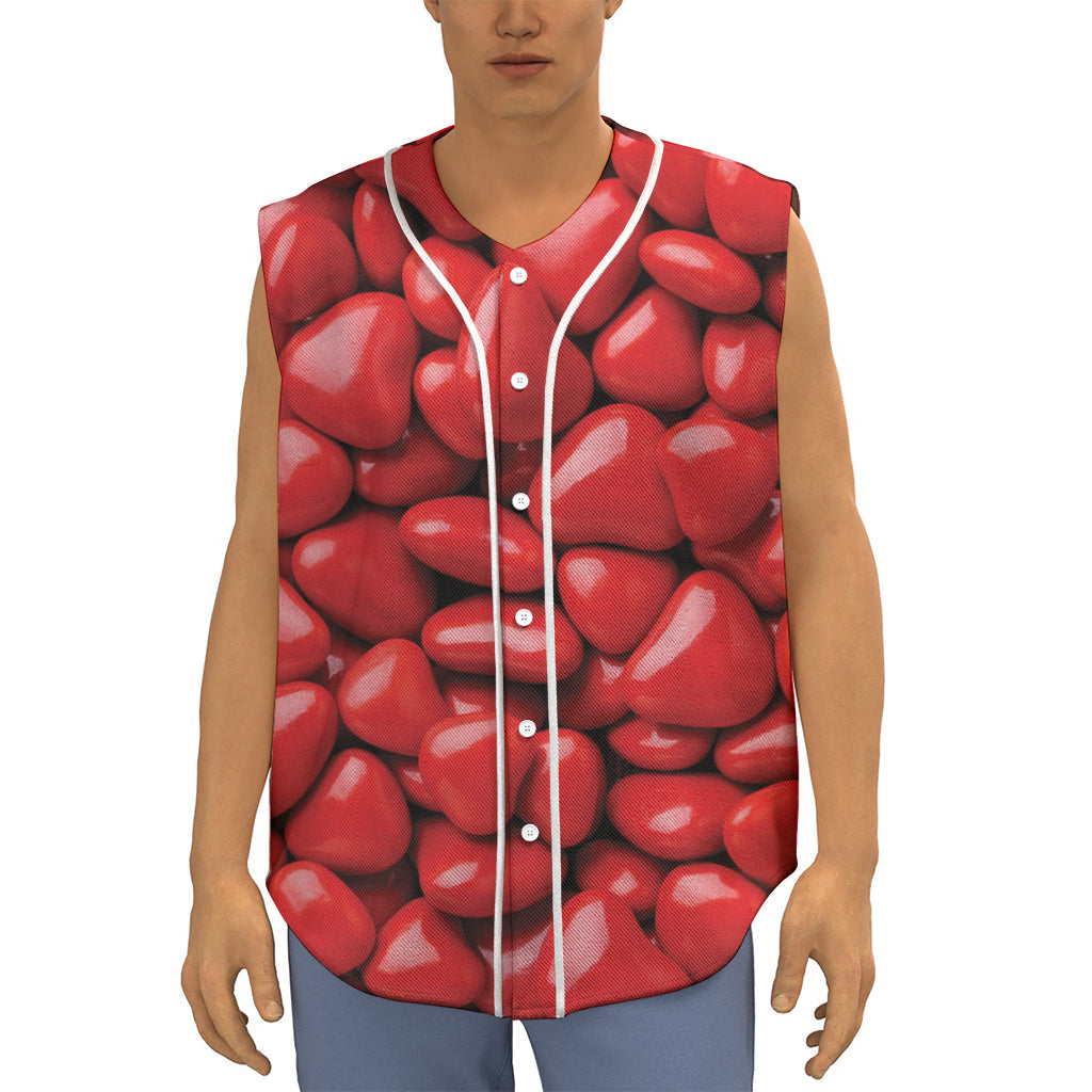 Heart Chocolate Candy Print Sleeveless Baseball Jersey