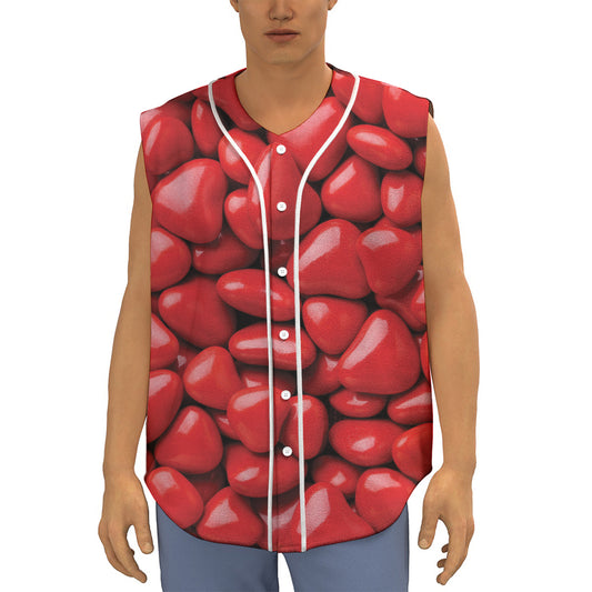 Heart Chocolate Candy Print Sleeveless Baseball Jersey