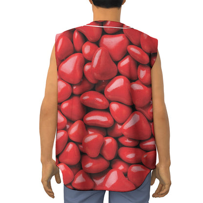 Heart Chocolate Candy Print Sleeveless Baseball Jersey