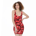Heart Chocolate Candy Print Sleeveless Bodycon Dress