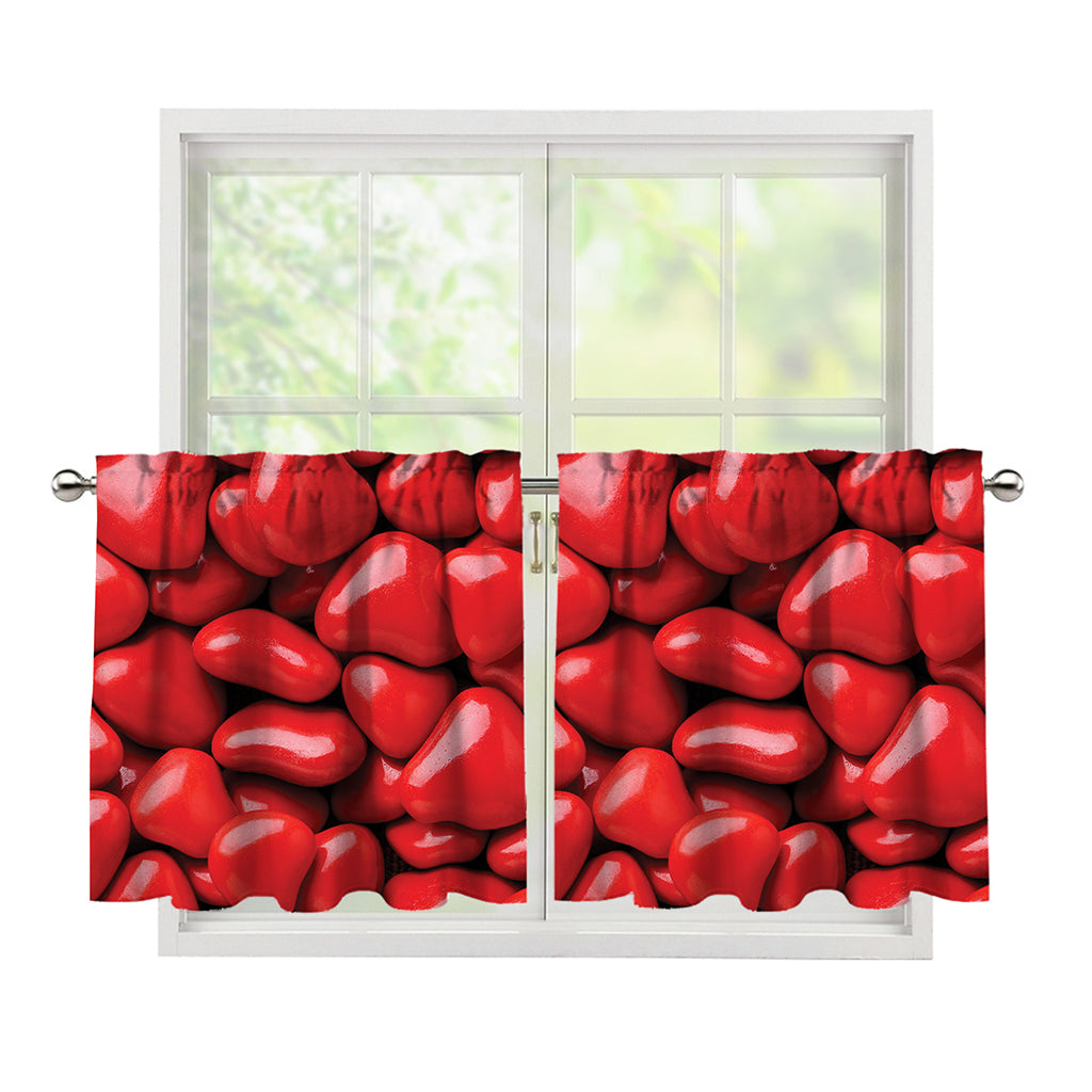 Heart Chocolate Candy Print Tier Curtains