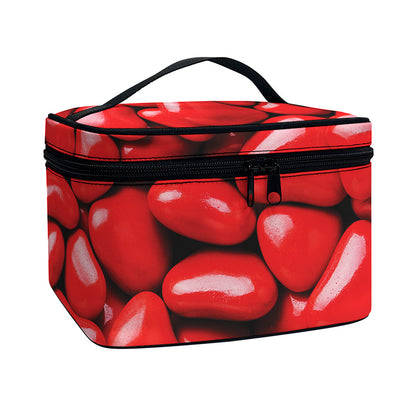 Heart Chocolate Candy Print Travel Makeup Bag