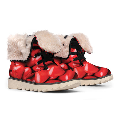 Heart Chocolate Candy Print Winter Boots