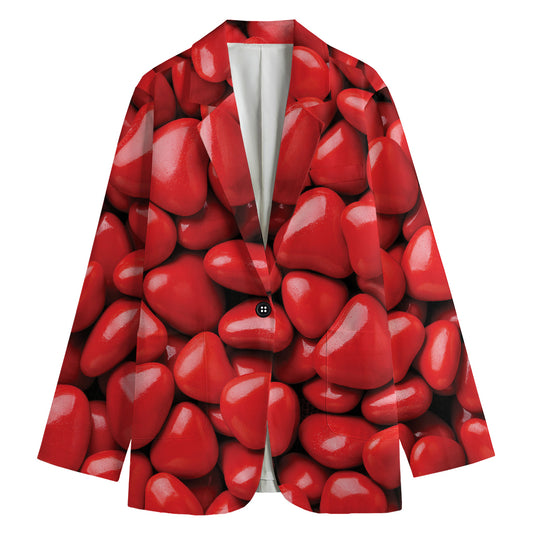 Heart Chocolate Candy Print Women's Blazer