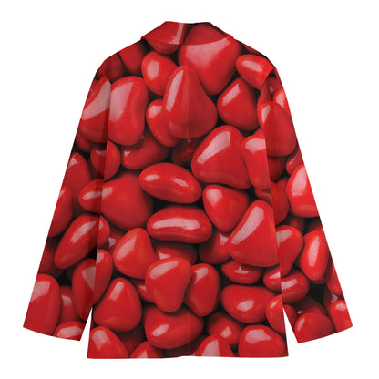 Heart Chocolate Candy Print Women's Blazer