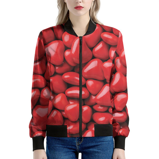 Heart Chocolate Candy Print Women's Bomber Jacket