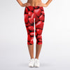 Heart Chocolate Candy Print Women's Capri Leggings