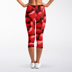 Heart Chocolate Candy Print Women's Capri Leggings