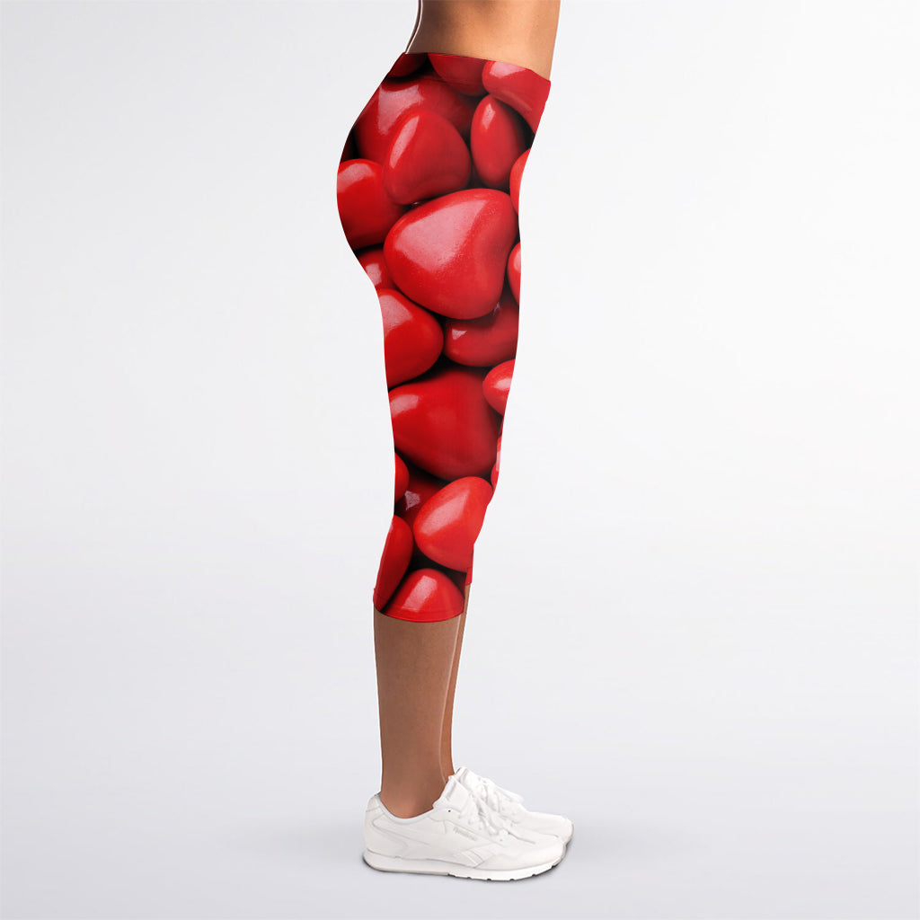 Heart Chocolate Candy Print Women's Capri Leggings