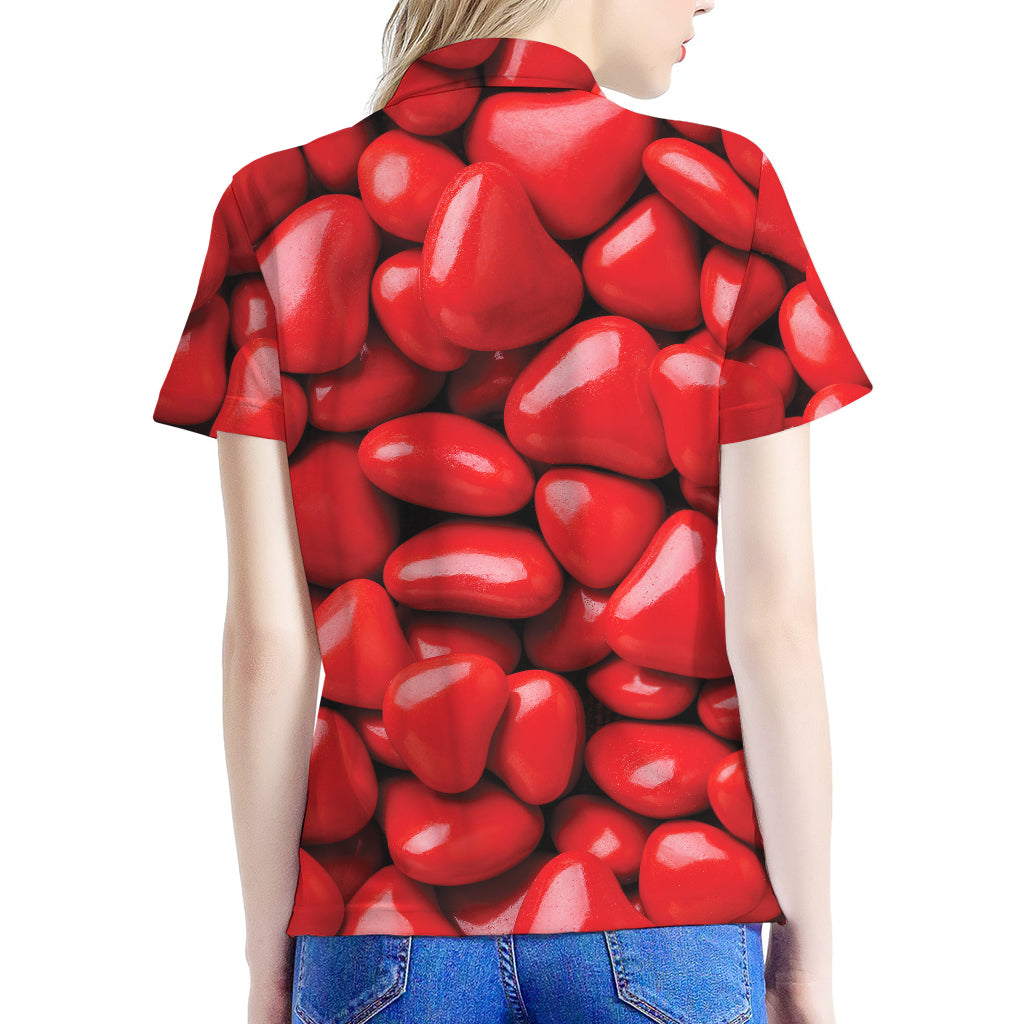 Heart Chocolate Candy Print Women's Polo Shirt