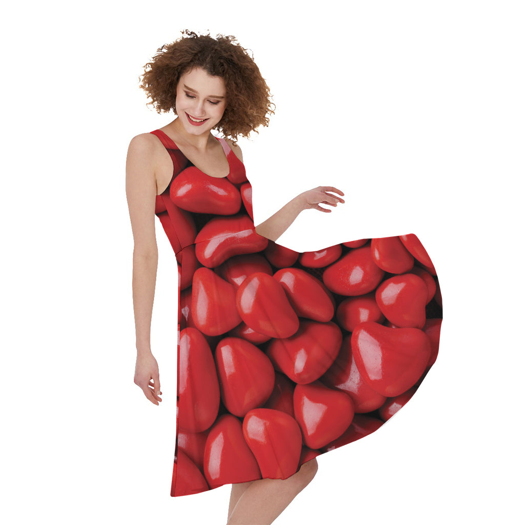 Heart Chocolate Candy Print Women's Sleeveless Dress