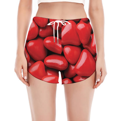 Heart Chocolate Candy Print Women's Split Running Shorts