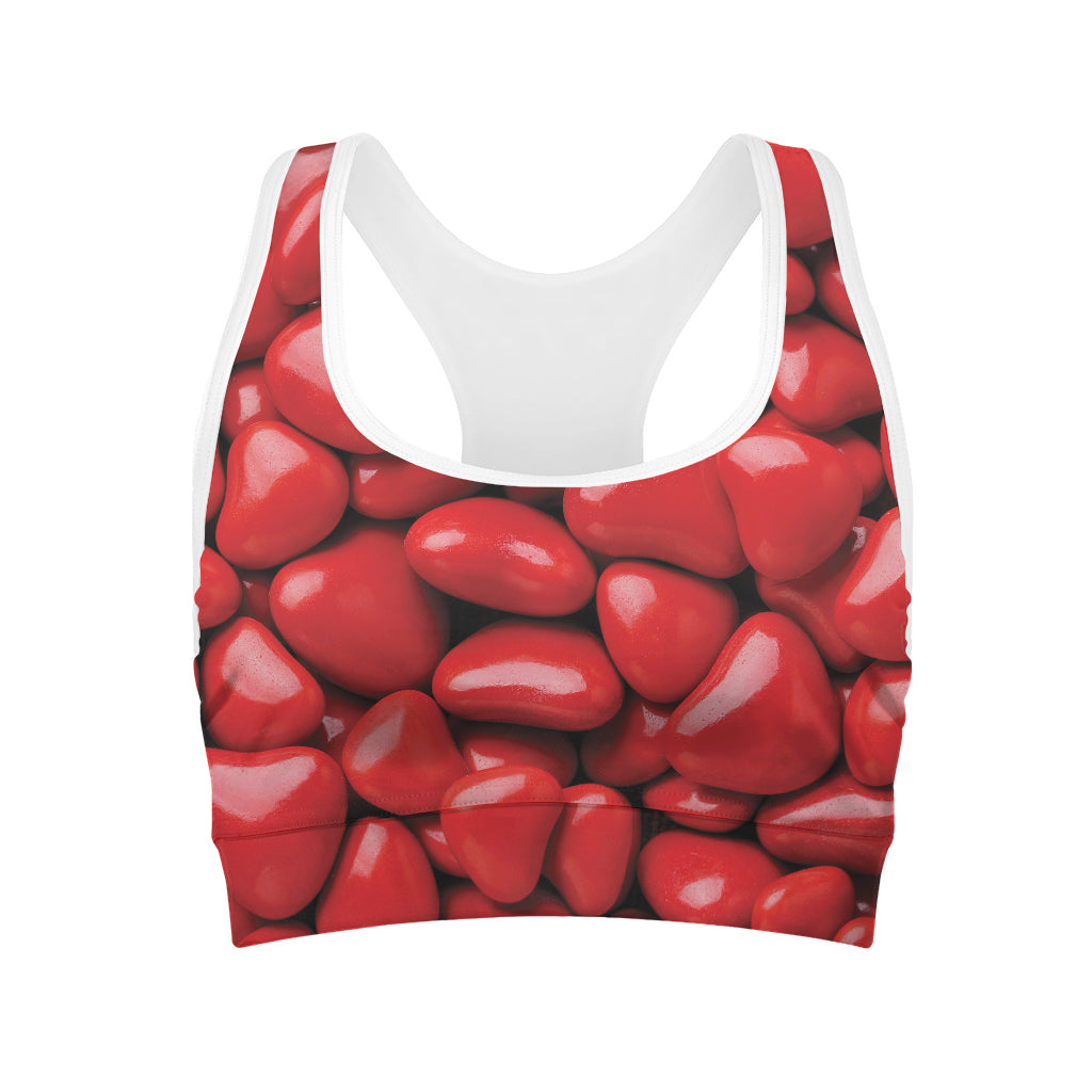 Heart Chocolate Candy Print Women's Sports Bra