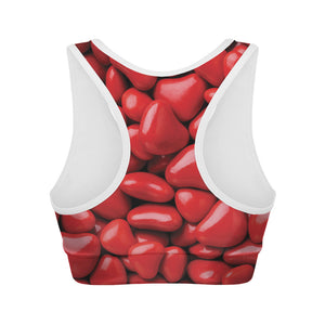 Heart Chocolate Candy Print Women's Sports Bra