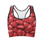 Heart Chocolate Candy Print Women's Sports Bra