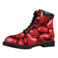 Heart Chocolate Candy Print Padded Collar Lace Up Boots