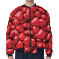 Heart Chocolate Candy Print Zip Sleeve Bomber Jacket