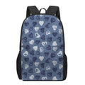 Heart Denim Jeans Pattern Print 17 Inch Backpack
