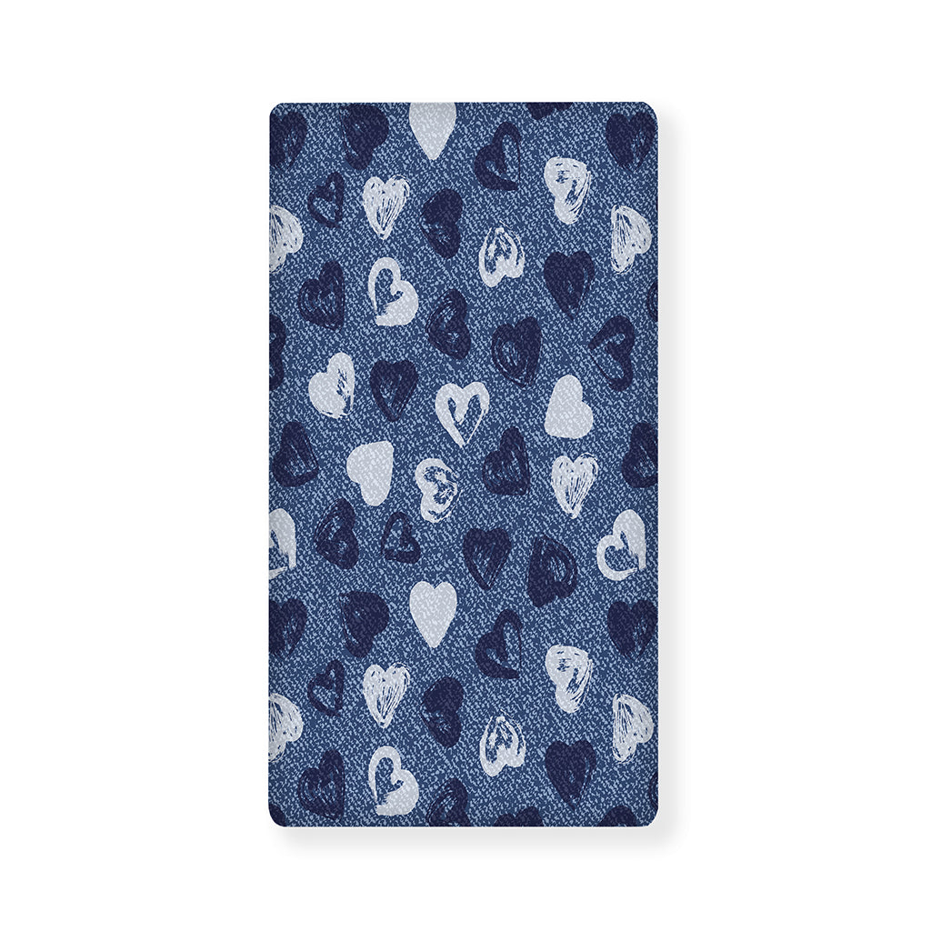Heart Denim Jeans Pattern Print Baby Crib Sheet