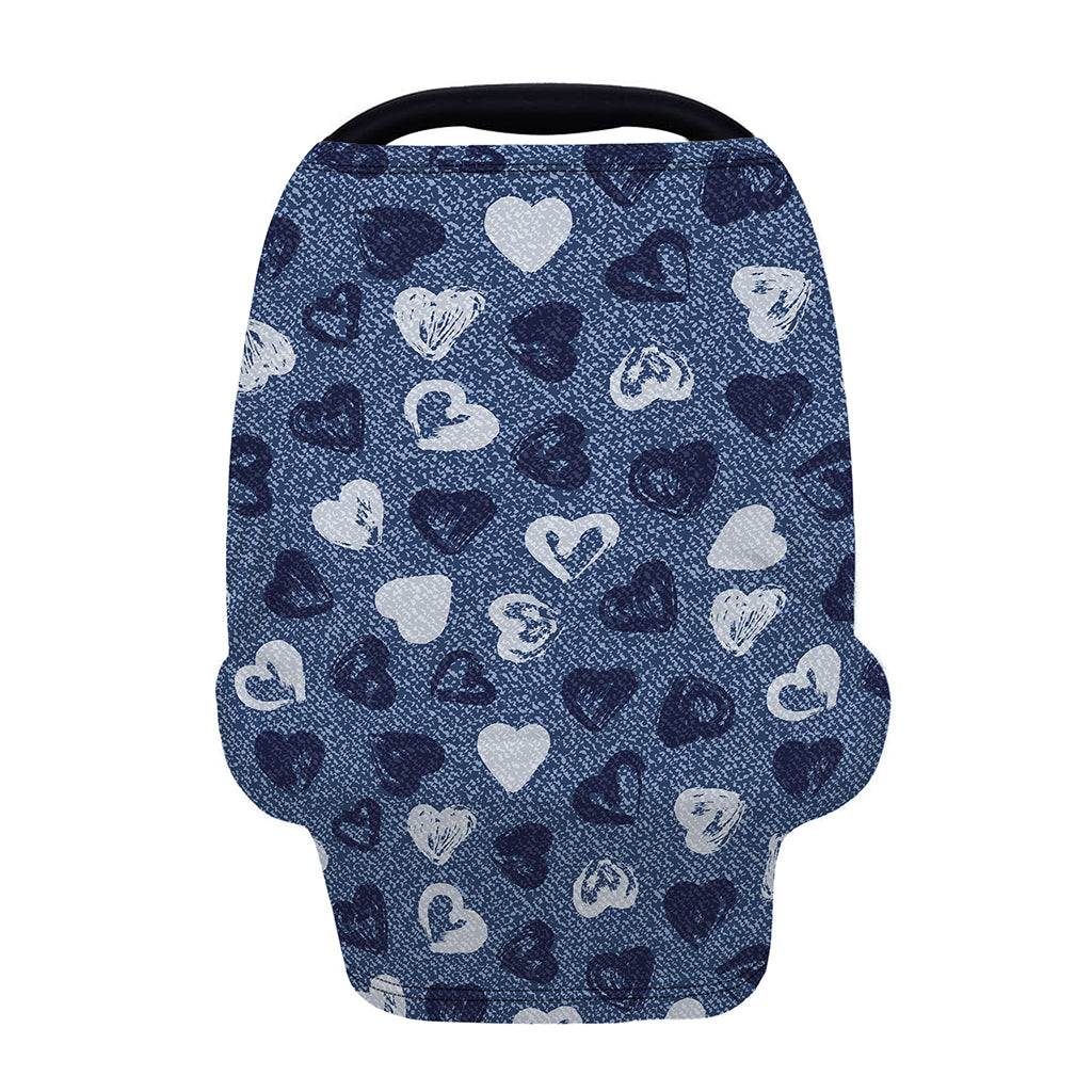 Heart Denim Jeans Pattern Print Baby Seat Cover