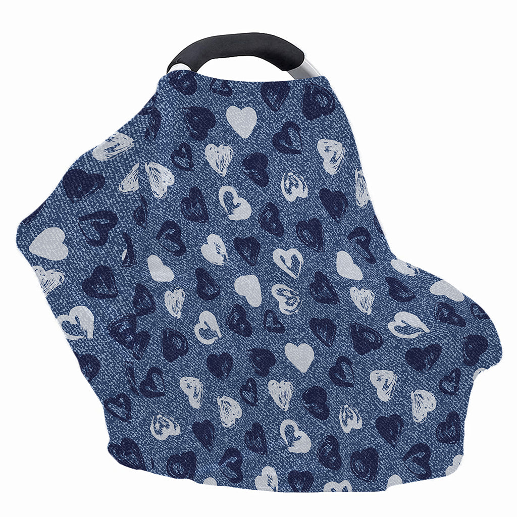 Heart Denim Jeans Pattern Print Baby Seat Cover