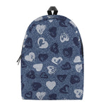 Heart Denim Jeans Pattern Print Backpack