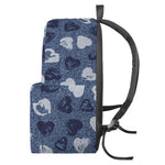 Heart Denim Jeans Pattern Print Backpack