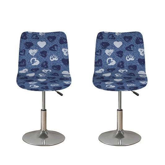 Heart Denim Jeans Pattern Print Bar Stool Covers