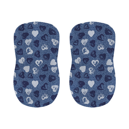 Heart Denim Jeans Pattern Print Bar Stool Covers