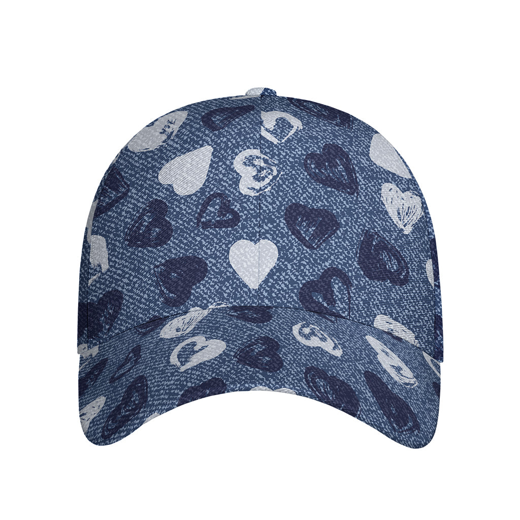 Heart Denim Jeans Pattern Print Baseball Cap