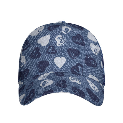 Heart Denim Jeans Pattern Print Baseball Cap