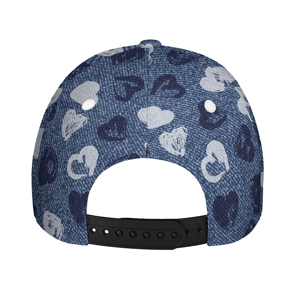 Heart Denim Jeans Pattern Print Baseball Cap