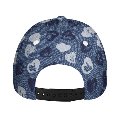 Heart Denim Jeans Pattern Print Baseball Cap